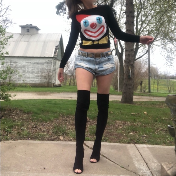 Jeffrey Campbell OTK Boots 8.5 Sandals Thigh High - Picture 9 of 13